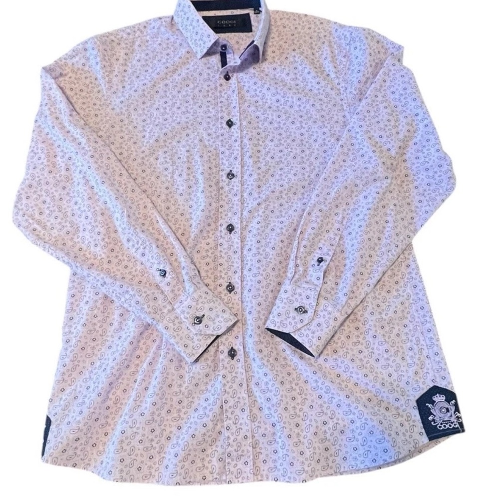 Coogi Luxe Long Sleeve Button Down Shirt Size Large 15.5/17 Embroidery